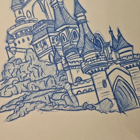 Disneyland Paris Sleeping Beauty Castle La Chateau De La Belle Drawing/sketch - Picture 2 of 6
